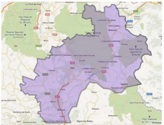 Figure 6. Territoire couvert par l’HAD de Gap. (23) 