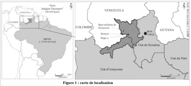 Figure 1 : localisation de la Terre Indigène Yanomami au Brésil 