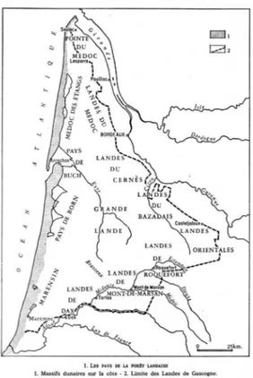 Figure  1  :  Les  Landes  de  Gascogne  (Papy, 1978, p. 15)