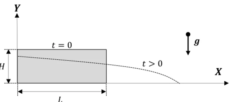 Figure 9: Bingham fluid dam-break configuration.