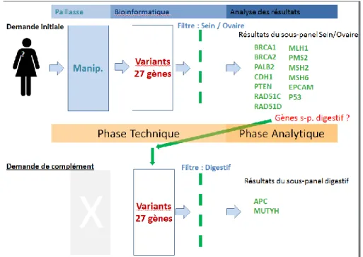 Figure 13 : schéma du processus d’une analyse par NGS avec intégration des filtres bio- bio-informatiques par Quentin Da Costa (Bio-informaticien IPC Marseille)