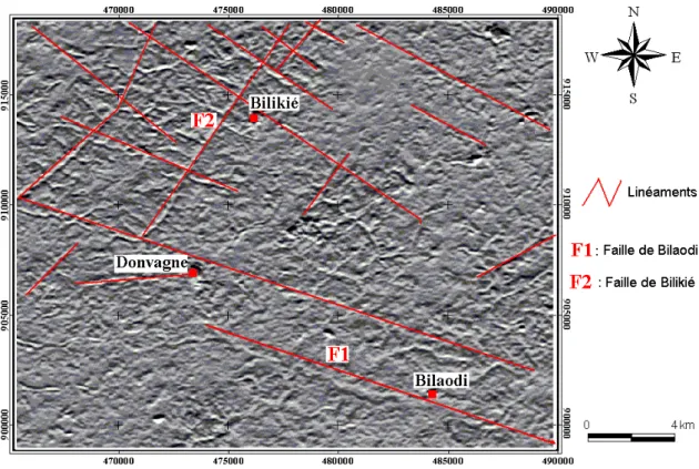 Figure 5 : Accidents majeurs rehaussés par le filtrage gradient de Yésou et al. (1993) appliqué à l’image ETM+7