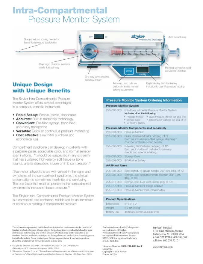 Figure 17 : Brochure commerciale de l'appareil  de mesure de PIM proposé par Stryker®
