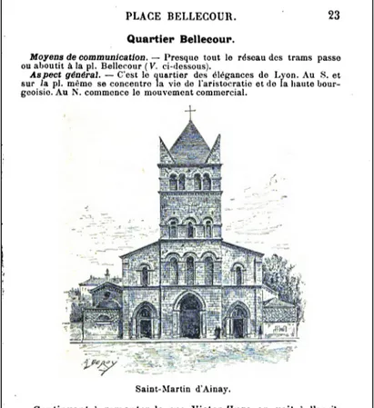 Figure 2 : A. Deroy, La façade de l’église Saint-Martin d’Ainay, gravure, extrait du guide Lyon et ses environs, 1905, p