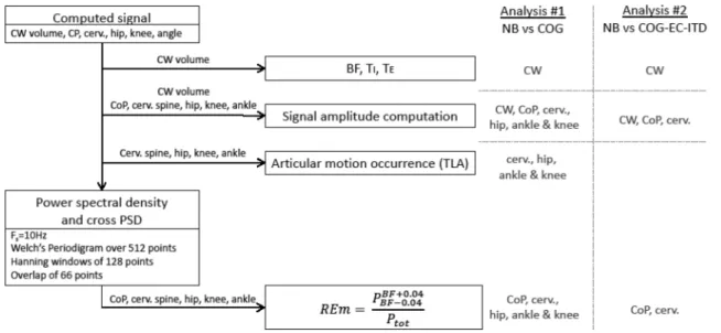 Fig. 4    Flowchart presenting the computation of each studied vari- vari-able and its use in analyses 1 and 2