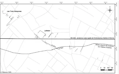 Figure 28 – Insertion du gisement archéologique de Lelleton dans la plani- plani-métrie de 1950