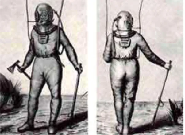 Illustration 1 : premier scaphandre datant de 1855 de Cabirol Joseph 