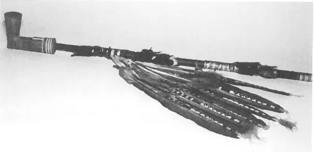 Figure 10. Calumet Objiwa datant de 1830 AD. Notez les décorations associées à la tige