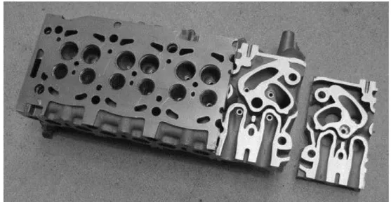 Fig. 1. The PSA diesel engine cylinder head. The upper surface is the engine block mating surface