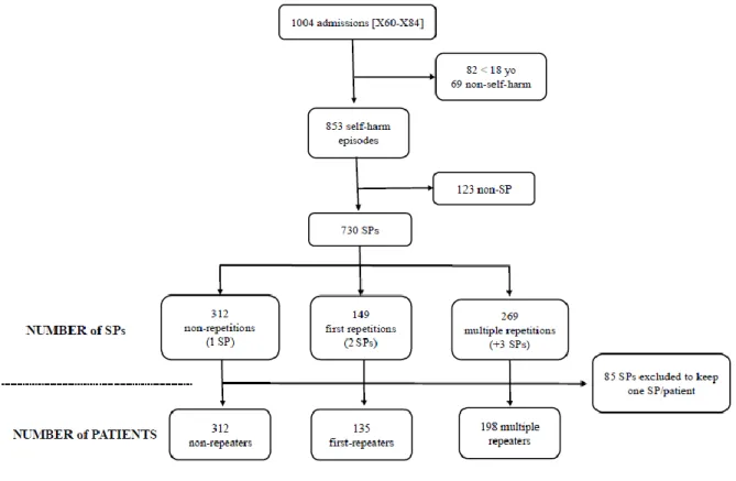 Figure  1:  Flowchart  summarising  the  selection  of  hospital  admissions  related  to  self- self-poisoning episodes in 2012 