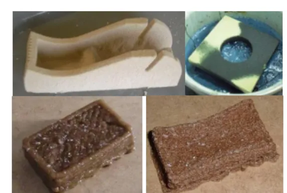Fig 11. Review of models produced: wood powder  and wood pulp. 