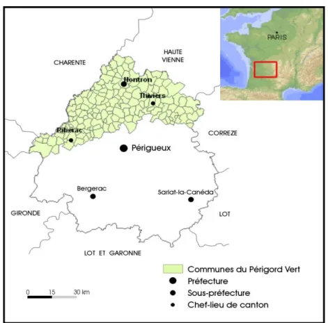 Figure 1 : Carte de localisation du Périgord Vert 