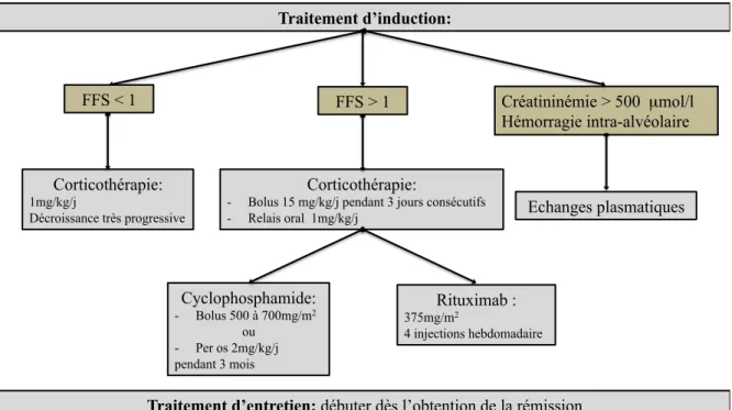 Figure 8: Récapitulatif de la prise en charge thérapeutique des MPA  Traitement d’induction: 