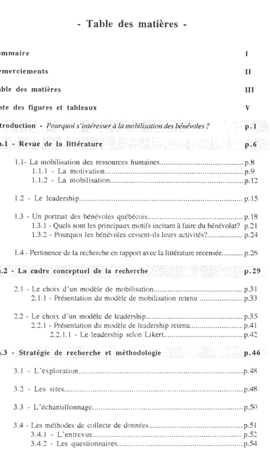 Table  des  matières  III 