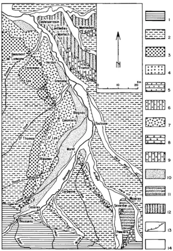 Fig.  9  -  Distribution  des  principales  nappes  alluviales  dans  l'avant-pays molassique