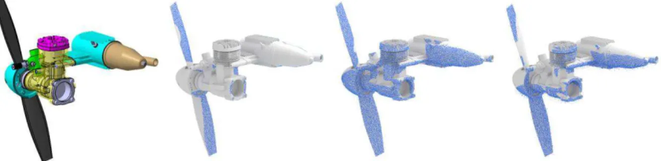 Figure 9: CAD model of a RC engine reversed engineered with configurations 1 to 3. 