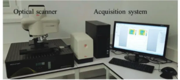 Figure 7. Leica DCM3D device showing the optical scanner and the acquisition system.