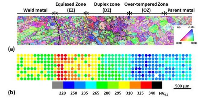 Figure  3.  (a)  An  EBSD  map  providing  an  overview  of  the  tempered  martensitic 