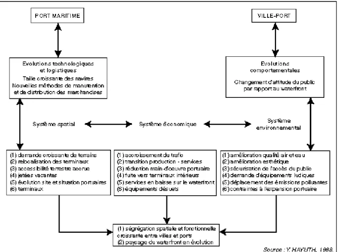 Figure 3 : Modèle de l'organisation du waterfront. 