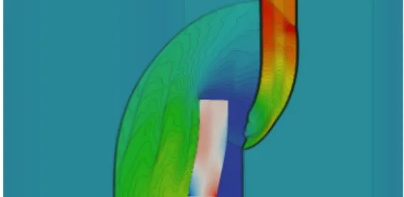 Fig. 6. Normal stress in the beam and the time evolution of the pressure proﬁle in the ﬂuid at time t = 0 