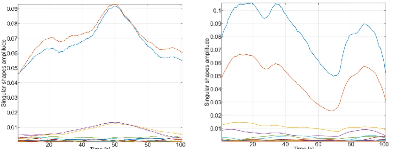Figure 9 : Time evolution of the common main real shape amplitudes for the first measurement |