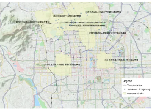 Figure 4 Districts matérialisant des débuts de trajectoires de la ligne de  métro 10 