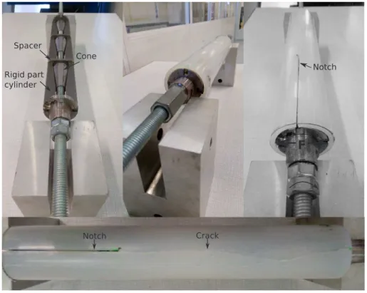 Fig. 9. Captures of the experimental set-up with and without pipe around the loading system.