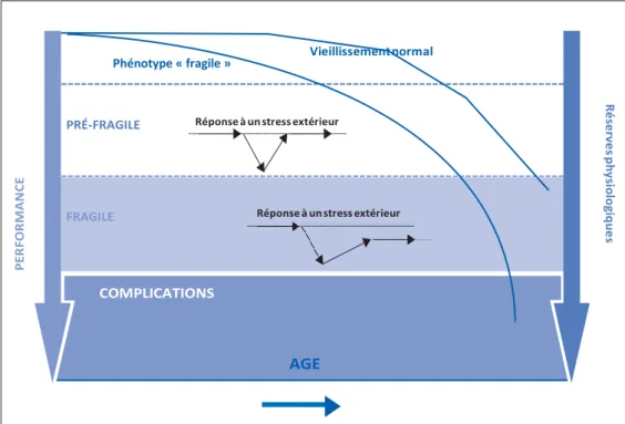 Figure 1 : Développement de la fragilité avec l’avancée en âge [5] 