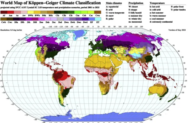Fig. 1. Observed and projected climate classification (2001–2025) [17]. Copyright (2019), with permission from authors.