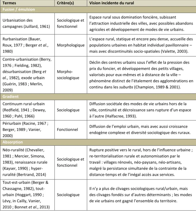 Tableau 5 : dépasser la ruralité, les néologismes et leurs implications – synthèse de l’auteur