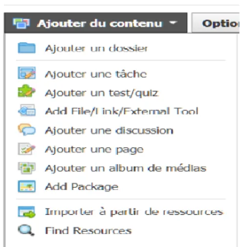 Figure 5.Outils de création sur la plate-forme Schoology 