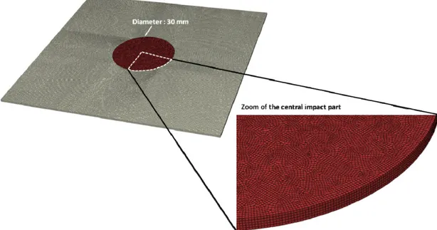 Fig. 14. Numerical model used during numerical simulations and mesh density distribution