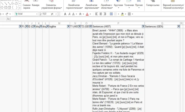 Figure 4. Capture d'écran des fichiers Excel 