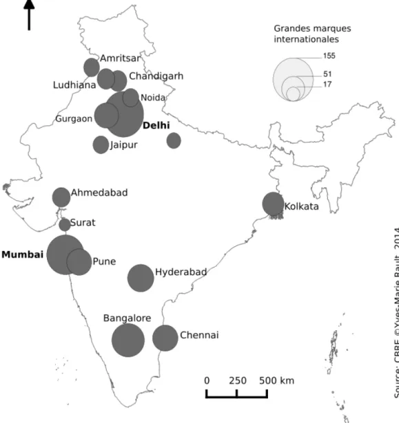 Figure 1 Présence des chaînes de la grande distribution étrangères en Inde 