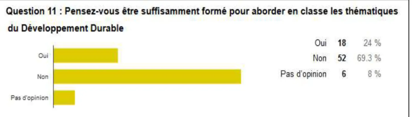 Graphique 19 : Résultats de la question 11 sur le besoin de formation des enseignants 