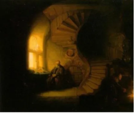 Illustration 5 : Rembrandt,  Philosophe en méditation [1632] 