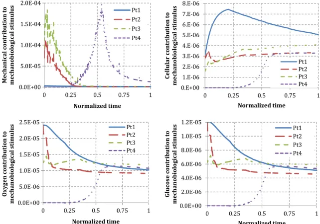 Fig. 8 Mechanical, cellular and molecular contributions to total stimulus for each locations