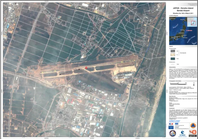 Figure 1.3 Débris et dommages autour de l'aéroport de Sendai causés lors du tremblement  de terre au Japon le 11 mars 2012 