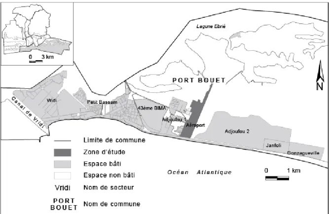 Fig 1 : Localisation de l’espace aéroportuaire d’Abidjan