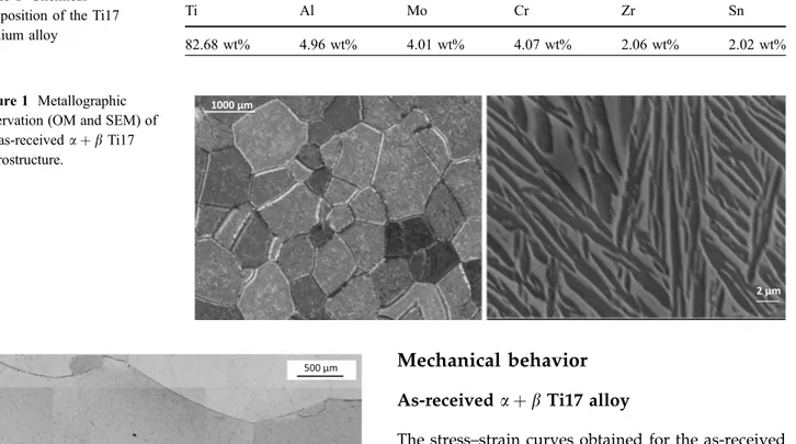 Figure 2 Metallographic observation of the b-treated Ti17 after solution treatment.