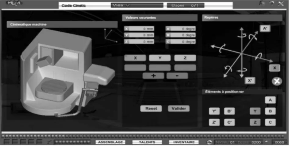 Fig. 3. Mini-game relating to the typology of NC machine tools