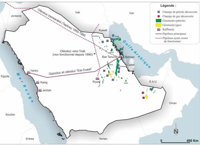 Figure 9: Localisation des champs pétroliers et gazeux et transfert des hydrocarbures 