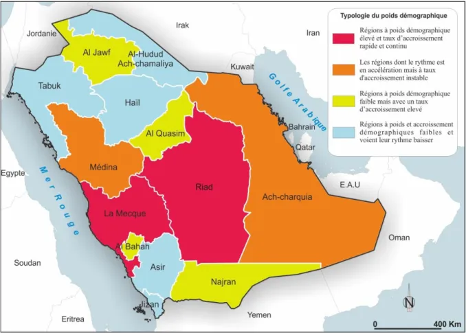 Figure 24: Typologie du poids démographique des régions saoudiennes