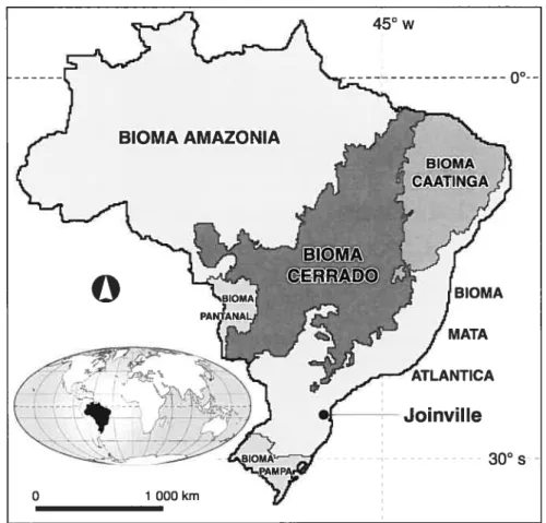 Figura 2.5. Localizaçâo da cidade de Joinville no mapa de biomas brasileiros.