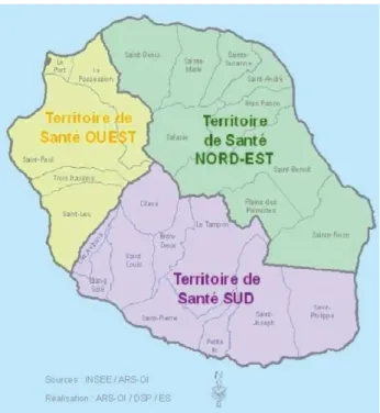 Figure 2 : Les territoires de santé à la Réunion (20) 
