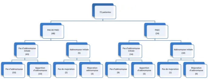 Figure 5 Evolution de l’adénomyose en fonction de la présence de PAEC  4.7  Evaluation clinique 
