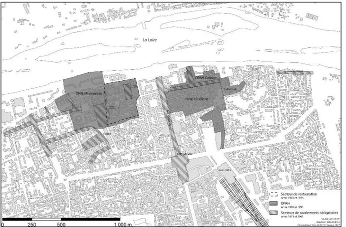 Figure 5 : Les interventions sur le patrimoine en centre ancien de Tours : OPAH et ravalements de façades