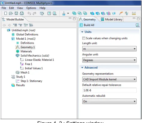 Figure 4. 2 : Settings window. 