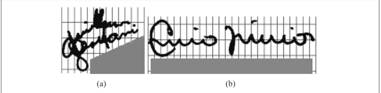 Figure 1.10 Examples of signatures with an alignment to baseline of (a) 22 ◦ , and (b) 0 ◦ 