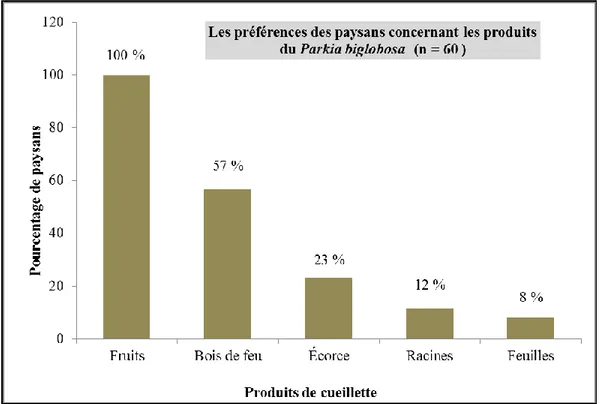 Figure 3.2: Les produits du Parkia biglobosa préférés par les paysans dans la  communauté rurale de Mangagoulack 